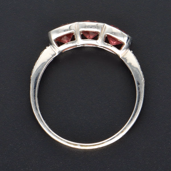 9ct White Gold Pink Tourmaline Diamond Ring