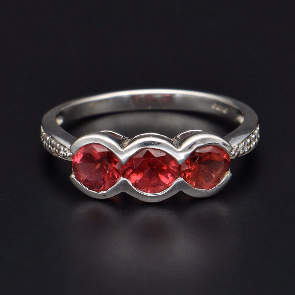 9ct White Gold Pink Tourmaline Diamond Ring