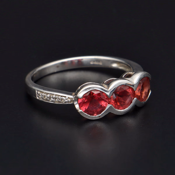 9ct White Gold Pink Tourmaline Diamond Ring
