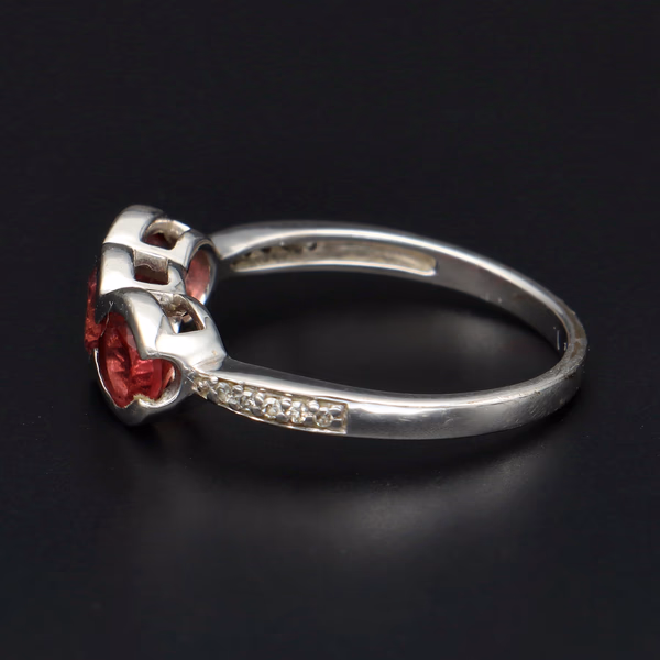 9ct White Gold Pink Tourmaline Diamond Ring