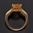1980s 9ct Gold Pear Cut Citrine and Diamond Ring