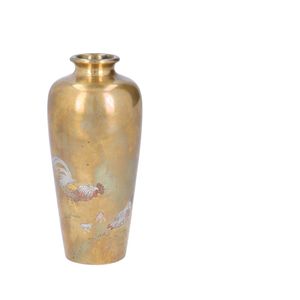 Japanese Meiji Period Inlaid Bronze Vase