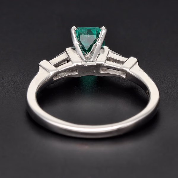 Art Deco Platinum Emerald and Diamond Ring