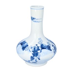 Qing Dynasty Chinese Blue and White Bottle Vase