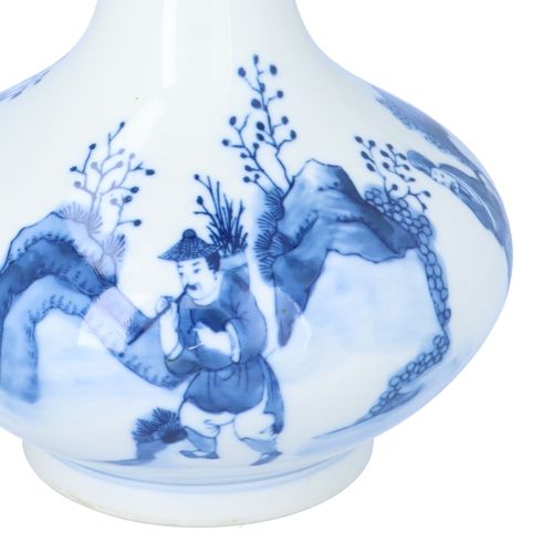 Qing Dynasty Chinese Blue and White Bottle Vase image-3