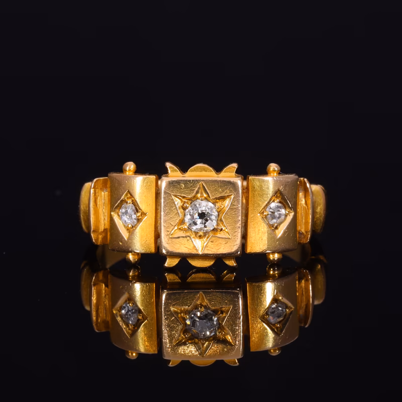 360° view of The Antique Three Star Set Diamond Ring