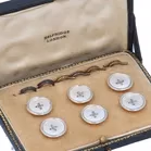 Edwardian 9ct Gold Cased Set of Mother of Pearl Waistcoat Buttons