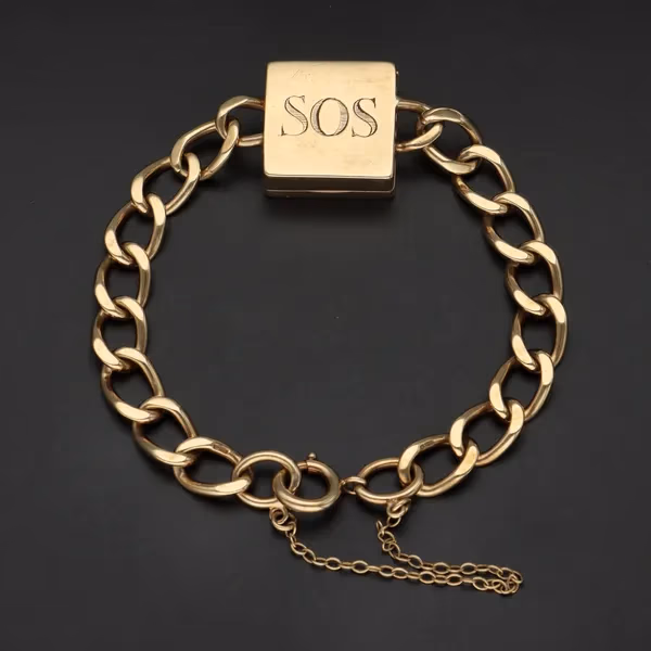 9ct Yellow Gold SOS Handmade Bracelet