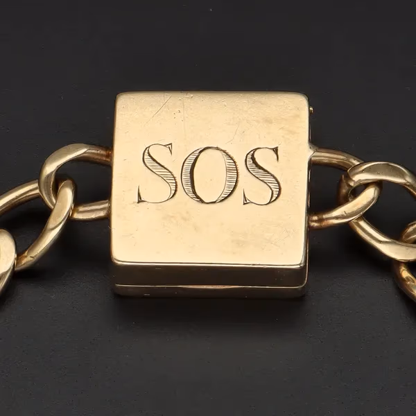 9ct Yellow Gold SOS Handmade Bracelet