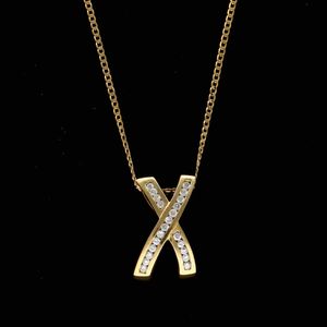 Vintage 18ct Diamond X Pendant Necklace