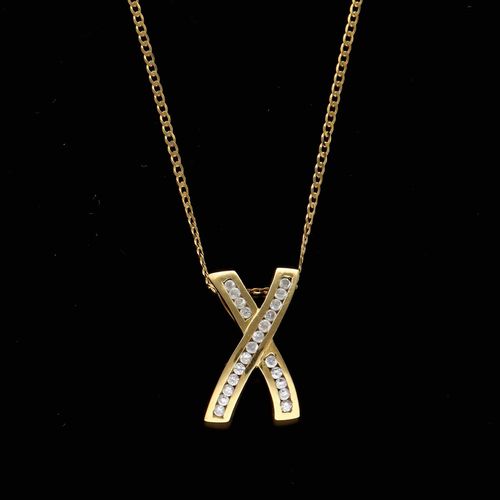Vintage 18ct Diamond X Pendant Necklace image-1