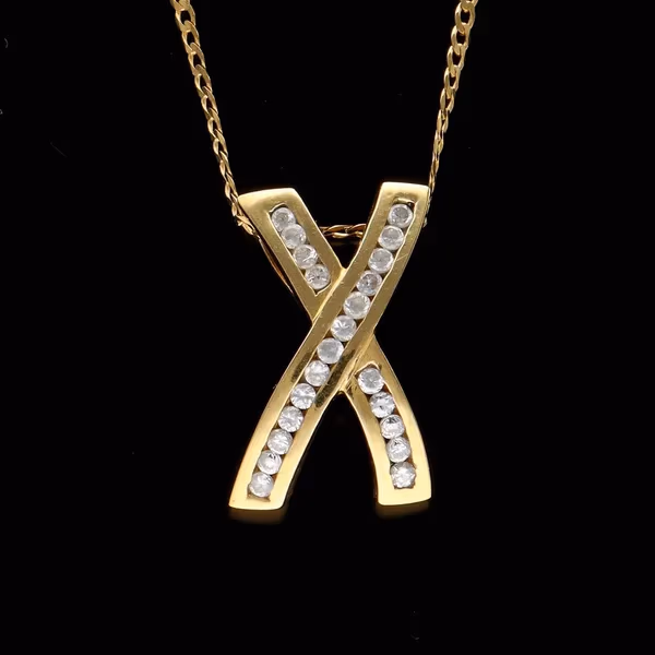 Vintage 18ct Diamond X Pendant Necklace