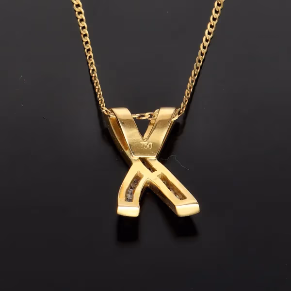 Vintage 18ct Diamond X Pendant Necklace
