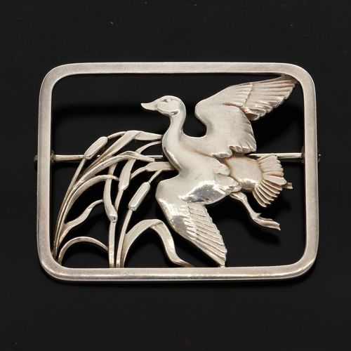 Georg Jensen Silver Duck and Reed Brooch image-2
