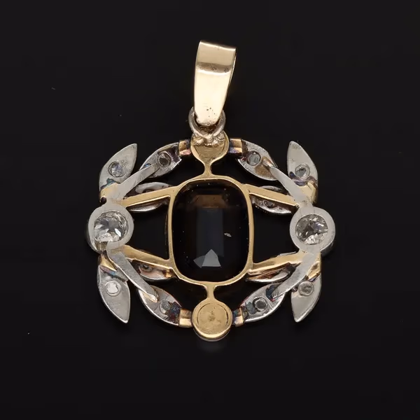 Art Deco 18ct Gold, Sapphire, Pearl and Diamond Pendant