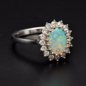 18ct Gold Opal and Diamond Ring
