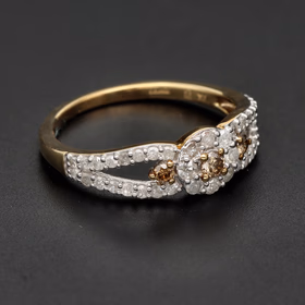 9ct Yellow Gold 0.50ct Champagne & White Diamond Ring