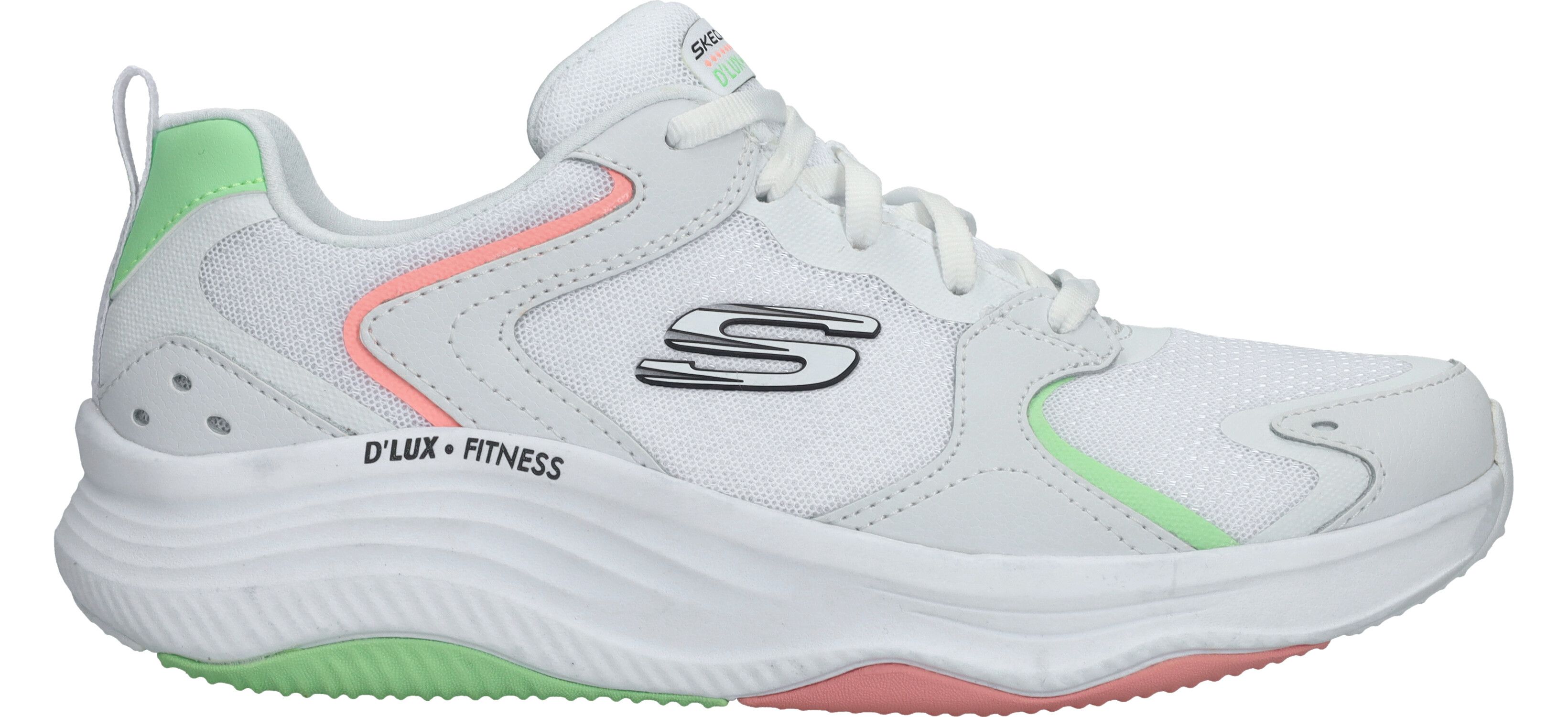 Skechers D'Lux Fitness Sneaker Dames Wit/Groen/Roze