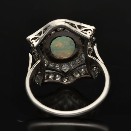 Platinum Opal Sapphire and Diamond Ring image-5