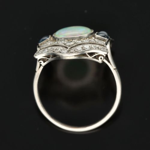 Platinum Opal Sapphire and Diamond Ring image-6