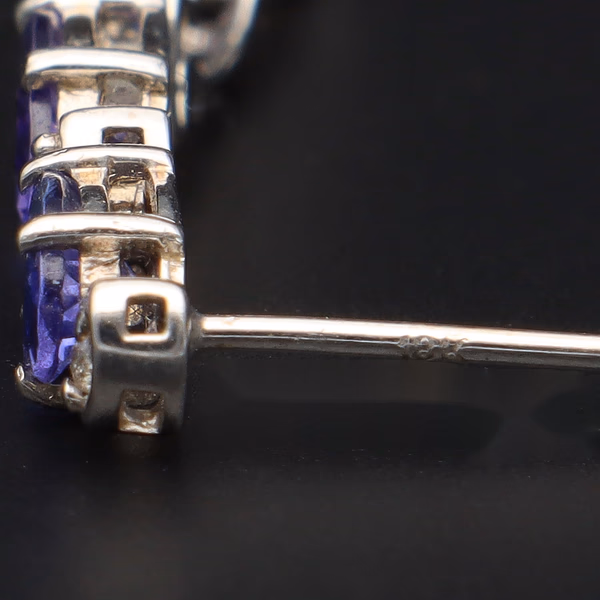 18ct White Gold Tanzanite & Diamond Drop Earrings