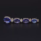 18ct White Gold Tanzanite & Diamond Drop Earrings