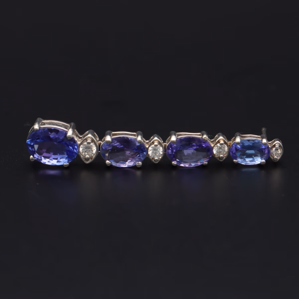 18ct White Gold Tanzanite & Diamond Drop Earrings