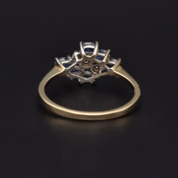 Retro Abstract Diamond Sapphire Ring