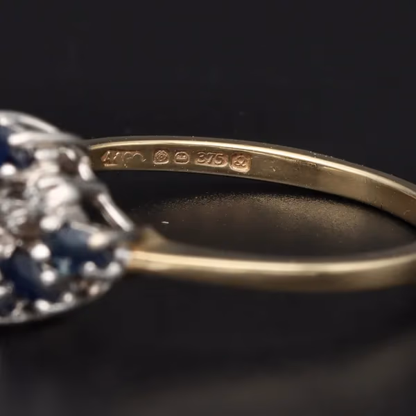 Retro Abstract Diamond Sapphire Ring