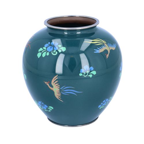 Japanese Blue Enamel Globular Vase by Ando Jubei image-1