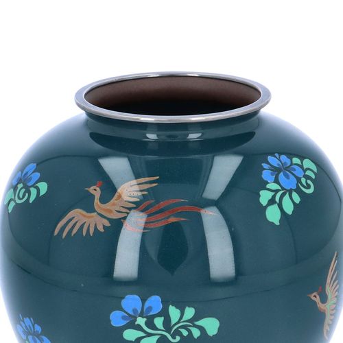 Japanese Blue Enamel Globular Vase by Ando Jubei image-3