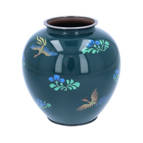 Japanese Blue Enamel Globular Vase by Ando Jubei image-2