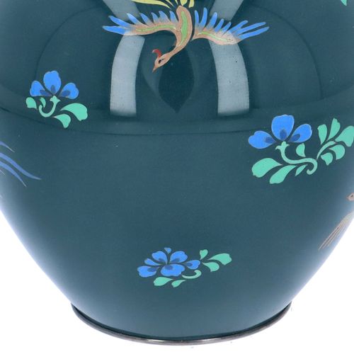 Japanese Blue Enamel Globular Vase by Ando Jubei image-4