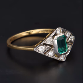 18ct Gold Emerald and Diamond Ring