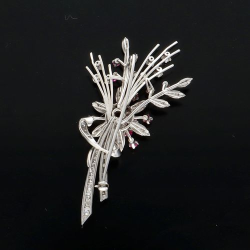 Garrard 18ct White Gold Ruby and Diamond Brooch image-6