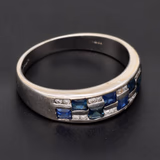 18ct White Gold Sapphire & Diamond Checkerboard Ring