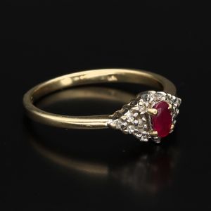 Vintage 9ct Gold Ruby and Diamond Ring