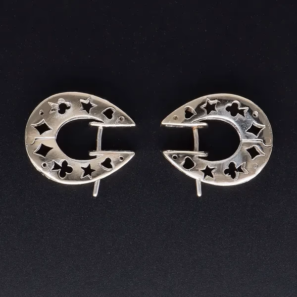 Platinum & Diamond Geometric Hoop Earrings