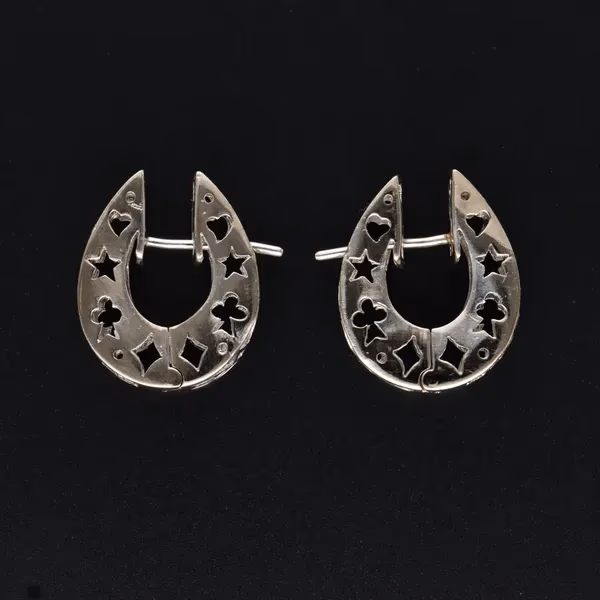 Platinum & Diamond Geometric Hoop Earrings