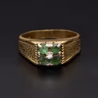 18ct Yellow Gold Emerald & Diamond Ring