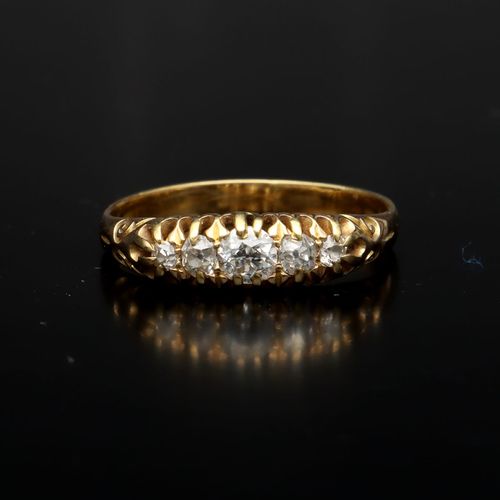 Edwardian 18ct Yellow Gold Diamond Five Stone Ring image-2