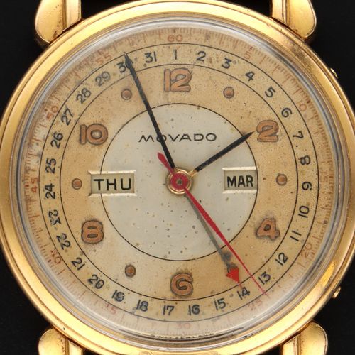 1947 Movado 18ct Gold Triple Calendar Automatic Watch image-3