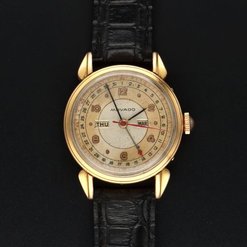 1947 Movado 18ct Gold Triple Calendar Automatic Watch image-2