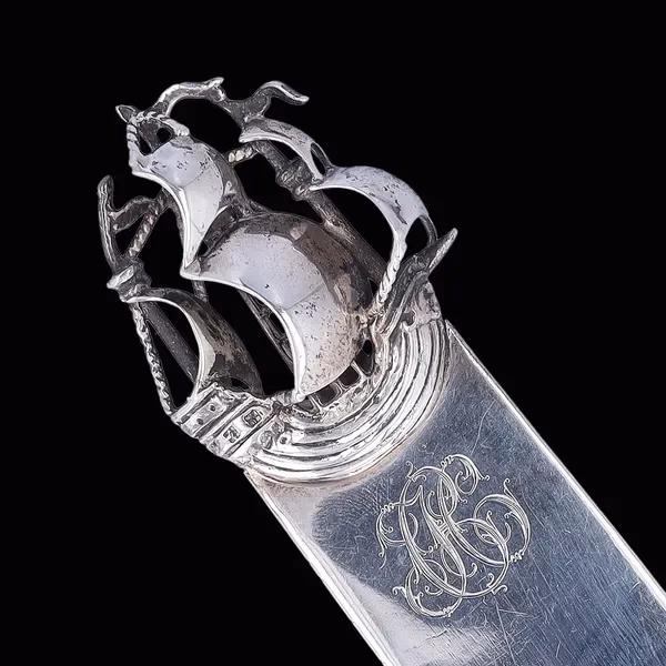 Large Edwardian Silver Galleon Bookmark