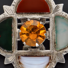 Scottish Silver Jasper & Bloodstone Brooch