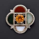 Scottish Silver Jasper & Bloodstone Brooch