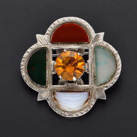 Scottish Silver Jasper & Bloodstone Brooch