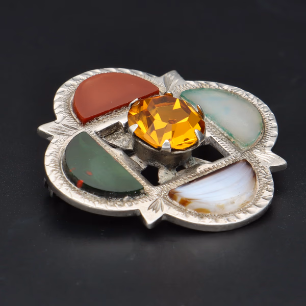 Scottish Silver Jasper & Bloodstone Brooch