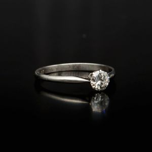 Antique Platinum Diamond Solitaire Ring