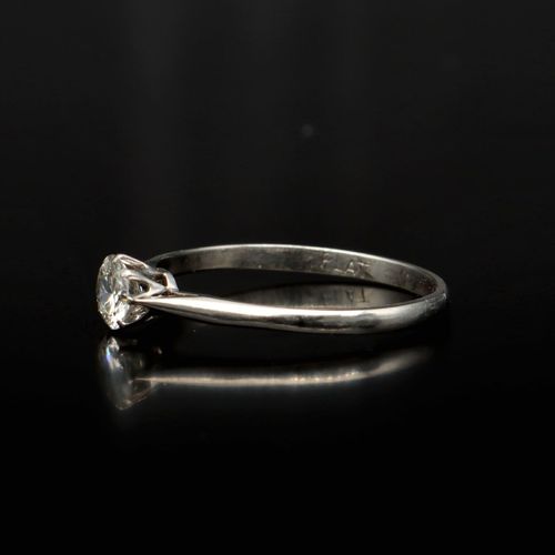 Antique Platinum Diamond Solitaire Ring image-3